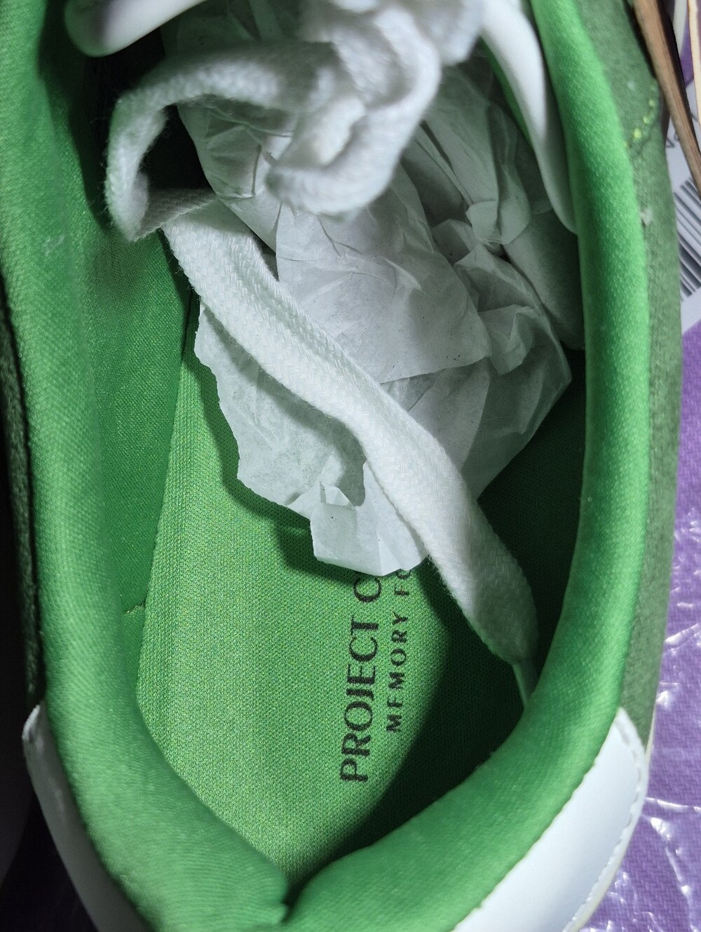 Womens "PROJECT CLOUD" Green Suede Low-Top Sneakers - White Accents - Picture 7 of 14